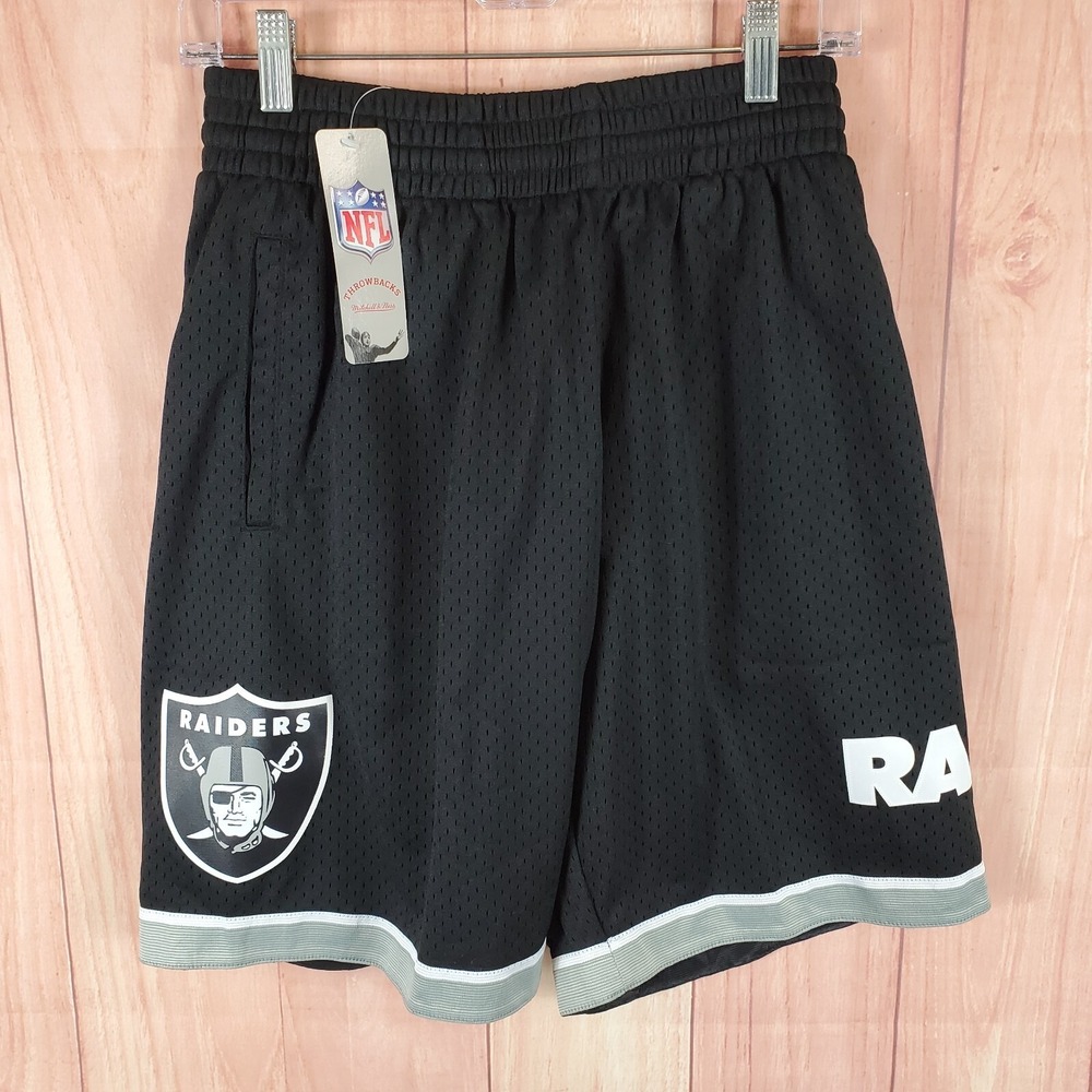 Mitchell & Ness Mens Team ID Mesh Shorts Small Black Las Vegas Raiders Football‎